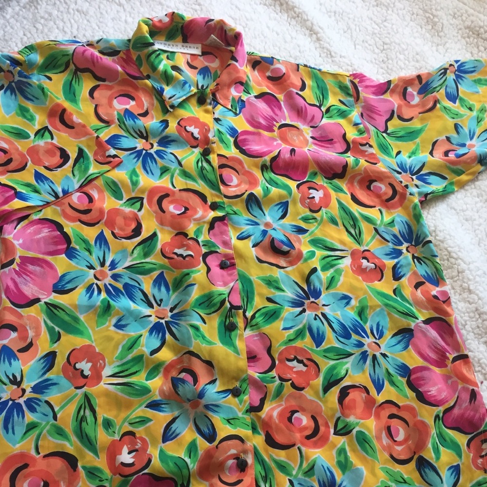 Floral Chiffon Button Down